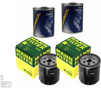 2x Originale Mann Filtro Olio W 7043 + 2x Sct Motore Rosso