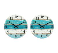 2X Orologio da Parete-Orologi da Parete un Tema Spiaggia un Batteria Silen3521