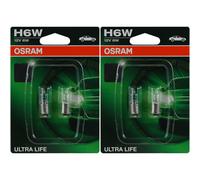 2X OSRAM H6W 12V 6W BAX9S ULTRA LIFE Set Kit 2 Pezzi Lampadina