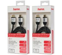 2x Pacco Hama HQ Cavo HDMI 1,5m 2.0b Tessuto Dorato 4K UHD HD TV HDR 3D Arc 3D