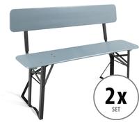 2x Panchina da Giardino Legno Panca Birreria Esterno Campeggio Pieghevoli Grigio