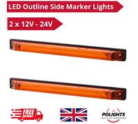 2x Pannello Indicatore Laterale Ambra Lungo LED Contorno Luci di Segnalazione...