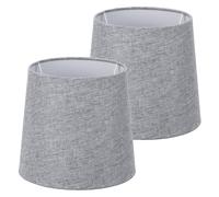Navaris Set 2x Paralume Lampada - Tessuto Bianco Interno Bianco - Para Lume Abatjour - Luce da Tavolo con Lampadina E14 - Paralumi Neri Ø 172-137 x 152 mm