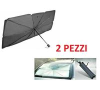 2X PARASOLE ANTERIORE PER AUTO SCUDO 130X75 OMBRELLO PORTATILE PARABREZZA NERO
