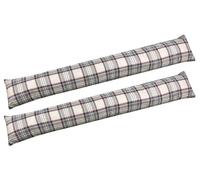 2x Paraspifferi Imbottiti Isolante Per Porte E Finestre Lavabili Sfoderabili In Cotone Risparmio Energetico Fermaporta Paravento 110Cm Sottoporta Salsicciotto Isolamento Termico - Tartan Beige