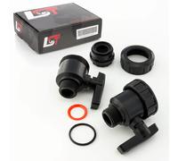 2X PE-Valvola Rubinetto Sfera Giunto Irrigazione Tubo Condotto 1"x1"