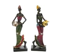 2x Pezzo D'arte di Donna Africana per Ornamenti Da Tavola Domestici