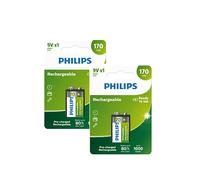 2x PHILIPS Batteria 9V NiMH 170mAh 8,4V ricaricabile 6HR61