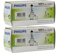 2X Philips H11 LongerLife ECOVision 12V 55W Attacco PGj19-2