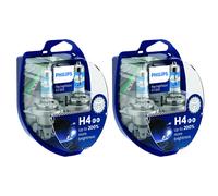 2x Philips RacingVision GT200 Duopack H4 Alogena Fino 200% più Luminosa 60/55W