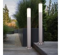 2x Piantana Lampada da Giardino Esterna Acciaio Inox Colonne Argento Percorso [EEK: Non valutato]