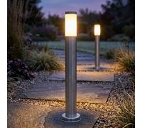 2x Piantana Lampada da Giardino Esterna Acciaio Inox Colonne Argento Percorso [EEK: Non valutato]