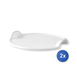 2x Piatti In Porcellana, ø 30 Cm, Bianco H&H