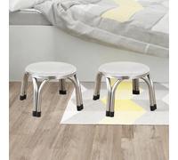 2x Piccoli Sgabelli Rotondi Bassi Impilabili per Soggiorno E Camera Da Letto