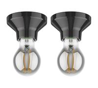 2x plafoniera/porta lampada ELEKTRA in porcellana nera lucida 1x E27 max.