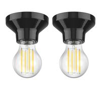 2x plafoniera/porta lampada ELEKTRA in porcellana nera lucida 1x E27 max.