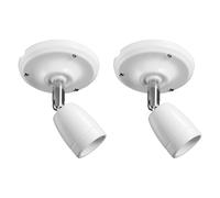 ledscom.de 2 pz. plafoniera/porta lampada ELEPO, porcellana, acciaio, bianco lucido, 1x E27 max. 40W