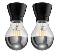 2x plafoniera/porta lampada MINZ in porcellana nera lucida 1x E27 max. 300W [EEK: E]