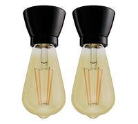 2x plafoniera/porta lampada MINZ in porcellana nera lucida 1x E27 max. 300W [EEK: E]