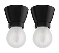 2x plafoniera/porta lampada MINZ in porcellana nera lucida 1x E27 max. 300W [EEK: E]