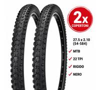 2x Pneumatico Gomma MTB 27.5x2.10 Copertone 650B 54-584 Nero Copertone Rigido