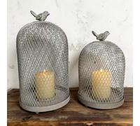 2x Portacandele a forma di gabbia per uccelli, lanterna decorativa per