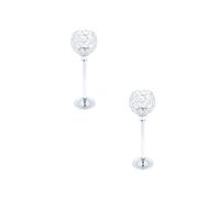 2x Portacandele In Cristallo A Mosaico Supporto Per Candelabro Argento - L