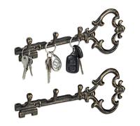 2x Portachiavi muro vintage appendino ganci entrata appendi chiavi bronzo