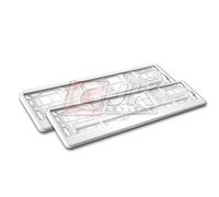 2x PORTATARGA AUTO UNIVERSALE BIANCO METALLIZZATO