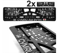 2x Portatarga Nero Cromato CYMRU AM BYTH Gel CYM DRAGON FLAG
