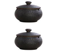 2X Posacenere Nel Ceramica con Coperchio Antivento per Uso Interno Esterno 9418