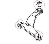 2x Presa + 1x Giunto Sferico Braccio Oscillante Set Anteriore Inferiore