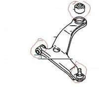 2x Presa + 1x Giunto Sferico Braccio Oscillante Set Anteriore Inferiore