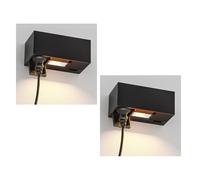 2x presa a muro WAST per esterni IP44 2-gang nero in ownlight LED 430 lm