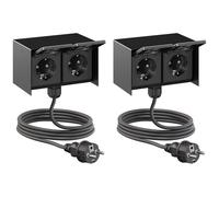 2x presa da esterno 2 prese orizzontali STEDDA IP44 acciaio inox nero