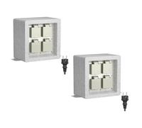 ledscom.de 2 prese da giardino a colonna POCK per esterni, IP44, 1m, spina Schuko tipo F, 4 vie, grigio (aspetto pietra), angolare, 20 cm