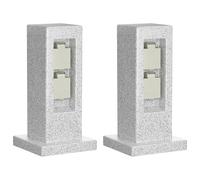 ledscom.de 2 pezzi presa da giardino a colonna POCK per esterni, IP44, a 2 vie, grigio (aspetto pietra), angolare, 30 cm