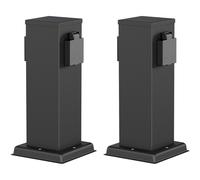 2x presa da giardino a colonna POLLY per esterno IP44 a 2 vie in acciaio inox