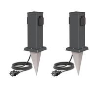 2x presa da giardino a colonna POLLY per esterno IP44 a 2 vie in acciaio inox