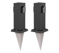 ledscom.de 2 x Polly colonna di presa da giardino con picchetto a terra per esterni, IP44, 2-gang, acciaio inox, angolare, nero, 27cm