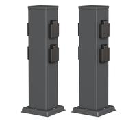 2x presa da giardino a colonna POLLY per esterno IP44 a 4 vie in acciaio inox