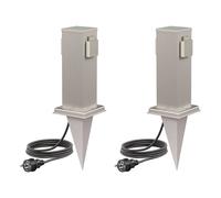 2x presa da giardino a colonna POLLY per uso esterno IP44 a 2 vie in acciaio