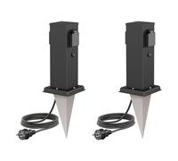 2x presa da giardino POLLY per esterno IP44 sensore crepuscolare 2 volte