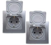 2x presa DELPHI coperchio IP44 250V/16A UP argento