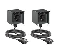 2x presa di corrente da esterno 1-fold STEDDA IP44 acciaio inox antracite Prese