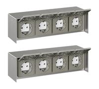2x presa di corrente da esterno 4 prese orizzontali STEDDA IP44 in acciaio inox
