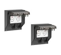 2x Presa di corrente POXO per esterno IP65 a 2 vie in acciaio inox
