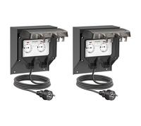 2x Presa di corrente POXO per esterno IP65 a 2 vie in acciaio inox