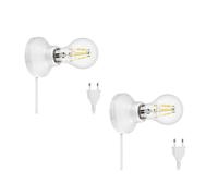 2x presa luce/lampada a parete ELEKTRA interruttore a spina porcellana bianca