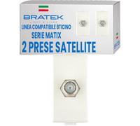 2x Presa Tv Sat Tipo F Compatibile con Presa Sat Matix BTicino Bianca